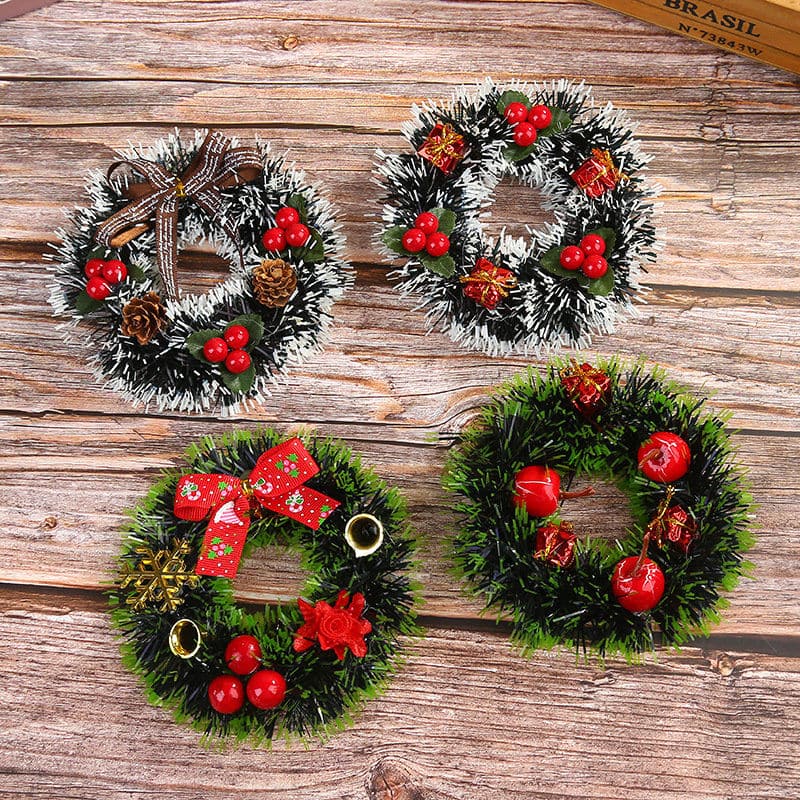 Christmas decorations 12cm Christmas wreath wreath of vines Christmas tree hanging mini wreath ktclubs.com