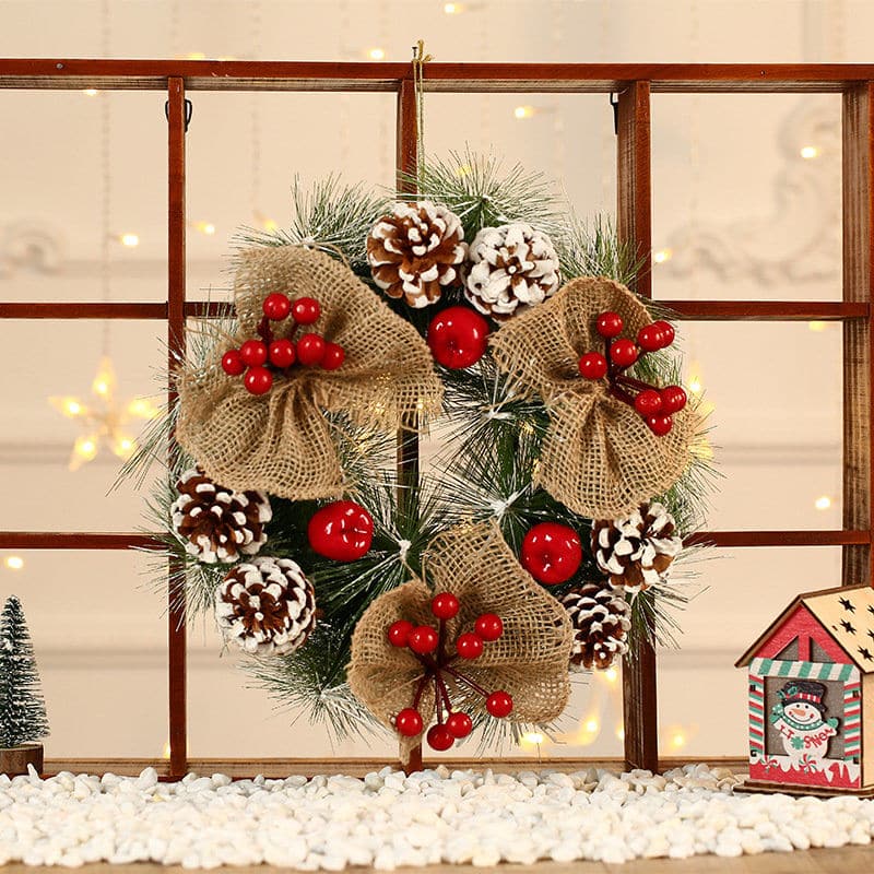 Christmas decorations Pine cone wreath red ball decorative wreath door upscale pine needle wreath wreath ornament ktclubs.com