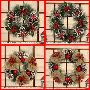 Christmas decorations Pine cone wreath red ball decorative wreath door upscale pine needle wreath wreath ornament ktclubs.com