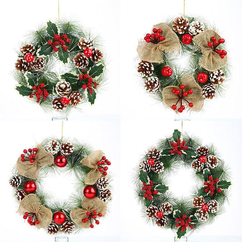 Christmas decorations Pine cone wreath red ball decorative wreath door upscale pine needle wreath wreath ornament ktclubs.com