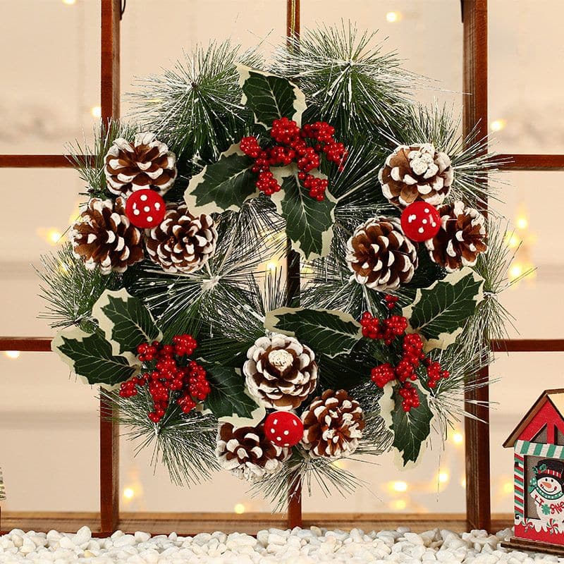 Christmas decorations Pine cone wreath red ball decorative wreath door upscale pine needle wreath wreath ornament ktclubs.com