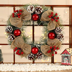 Christmas decorations Pine cone wreath red ball decorative wreath door upscale pine needle wreath wreath ornament ktclubs.com