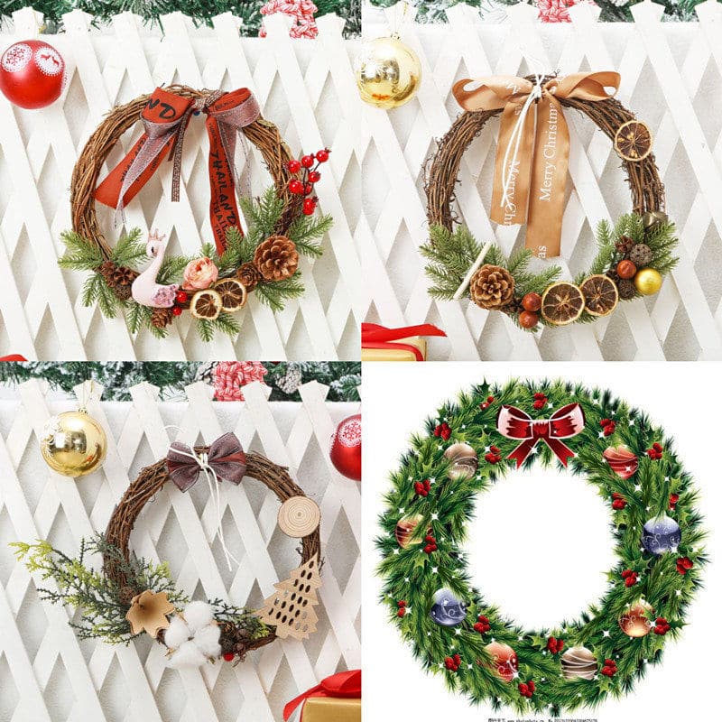 Christmas decorations wicker wreath hanging Christmas wicker wreath door hanging Christmas wreath scene decoration props ktclubs.com