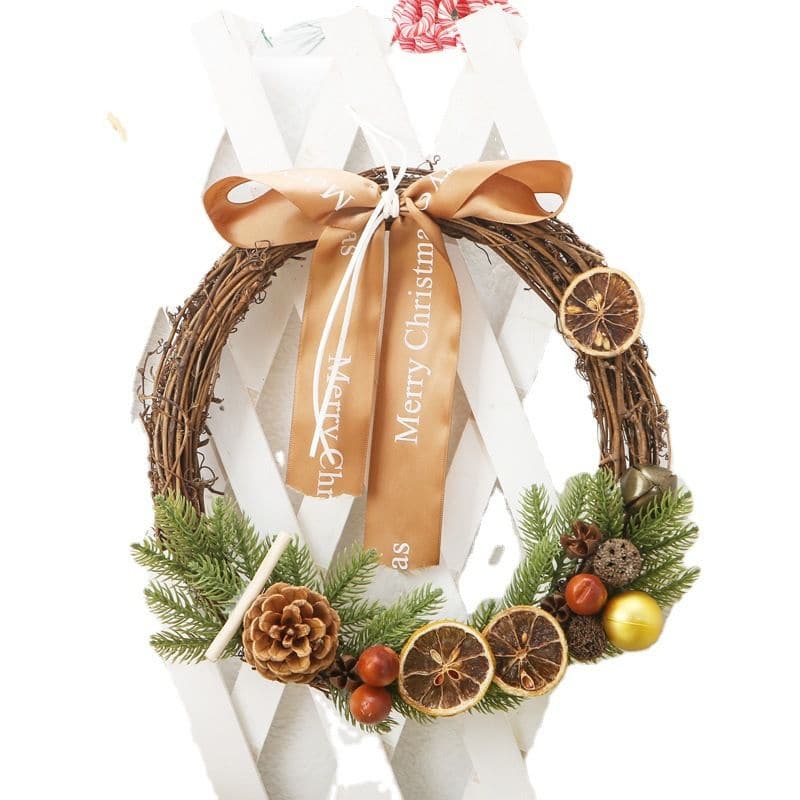 Christmas decorations wicker wreath hanging Christmas wicker wreath door hanging Christmas wreath scene decoration props ktclubs.com