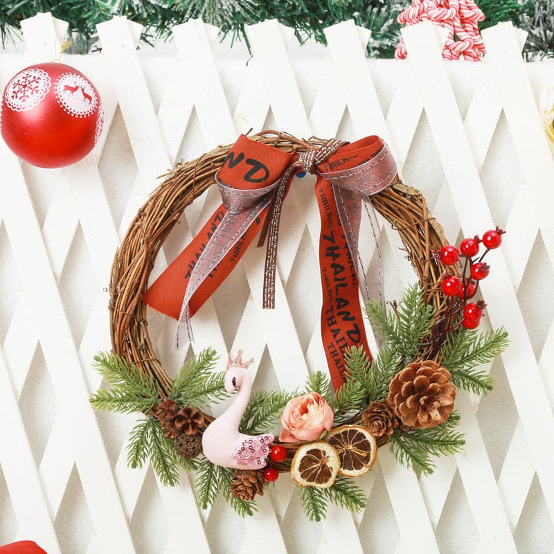 Christmas decorations wicker wreath hanging Christmas wicker wreath door hanging Christmas wreath scene decoration props ktclubs.com