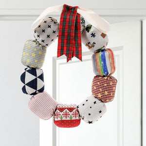 Christmas fabric wreath door hanging decoration fabric wreath bow ktclubs.com