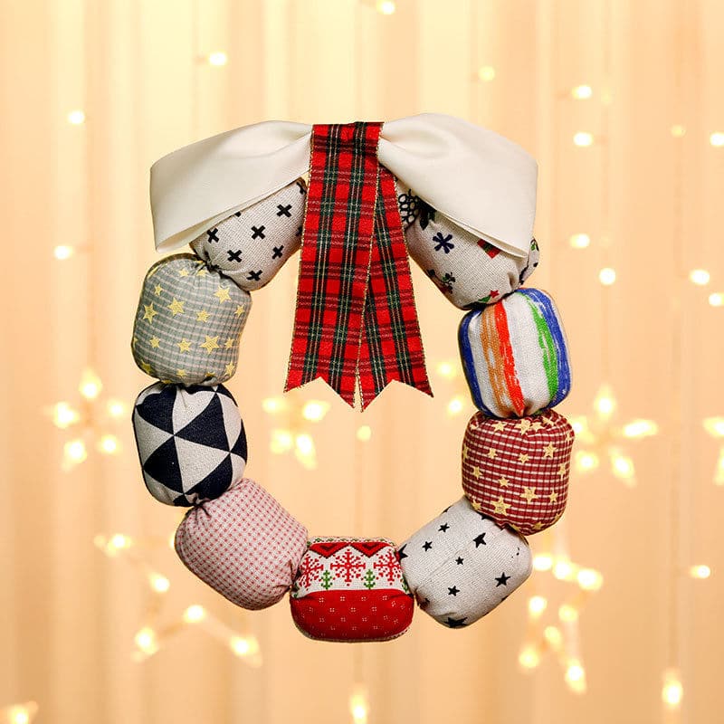 Christmas fabric wreath door hanging decoration fabric wreath bow ktclubs.com