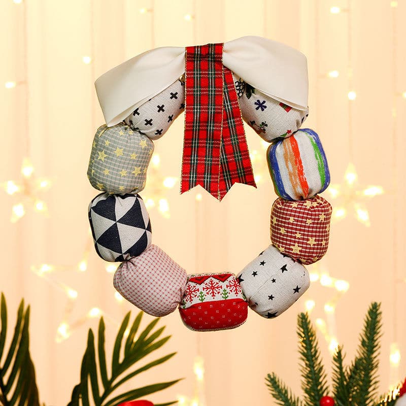 Christmas fabric wreath door hanging decoration fabric wreath bow ktclubs.com