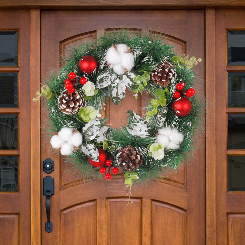 Christmas simulation pine cone wreath door hanging Christmas dead branch vine circle holiday pine needle wreath decoration supplies ktclubs.com