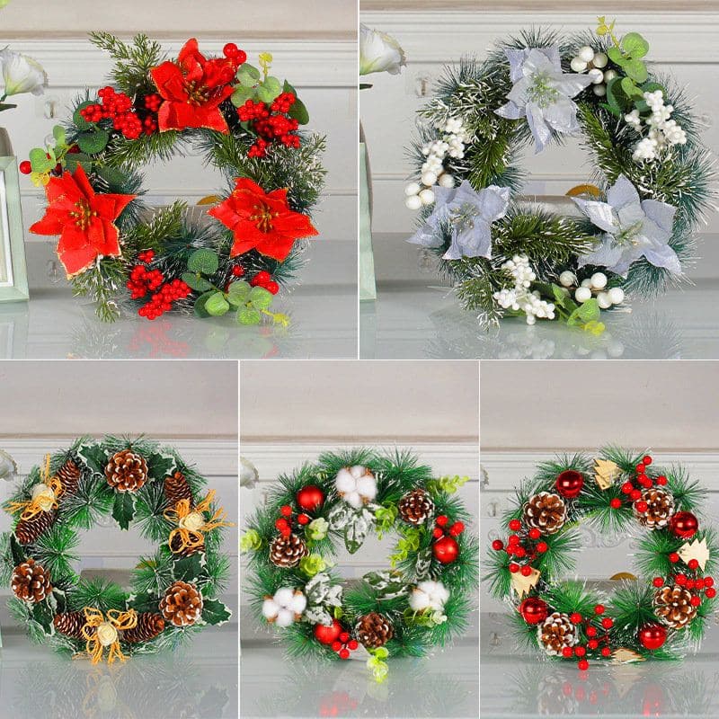 Christmas simulation pine cone wreath door hanging Christmas dead branch vine circle holiday pine needle wreath decoration supplies ktclubs.com