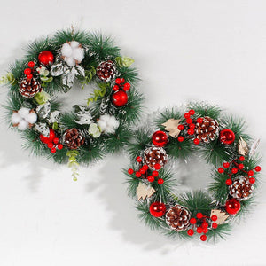 Christmas simulation pine cone wreath door hanging Christmas dead branch vine circle holiday pine needle wreath decoration supplies ktclubs.com