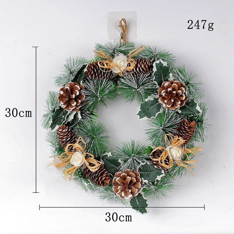 Christmas simulation pine cone wreath door hanging Christmas dead branch vine circle holiday pine needle wreath decoration supplies ktclubs.com