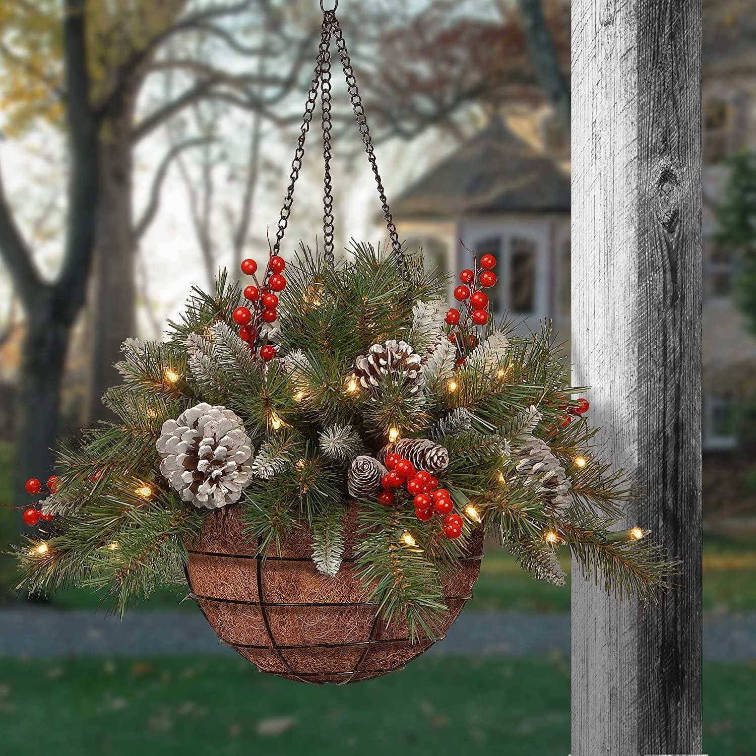 Christmas wreath baskets garlands Christmas Day decorations Christmas garlands artificial Christmas hanging baskets ktclubs.com