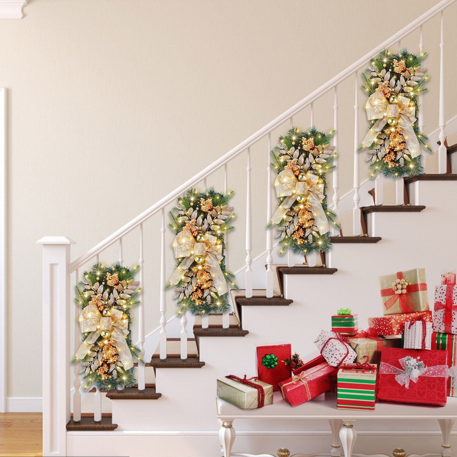 Christmas wreath wicker door curtain hanging home led light up staircase upside down decorative door hanging ktclubs.com