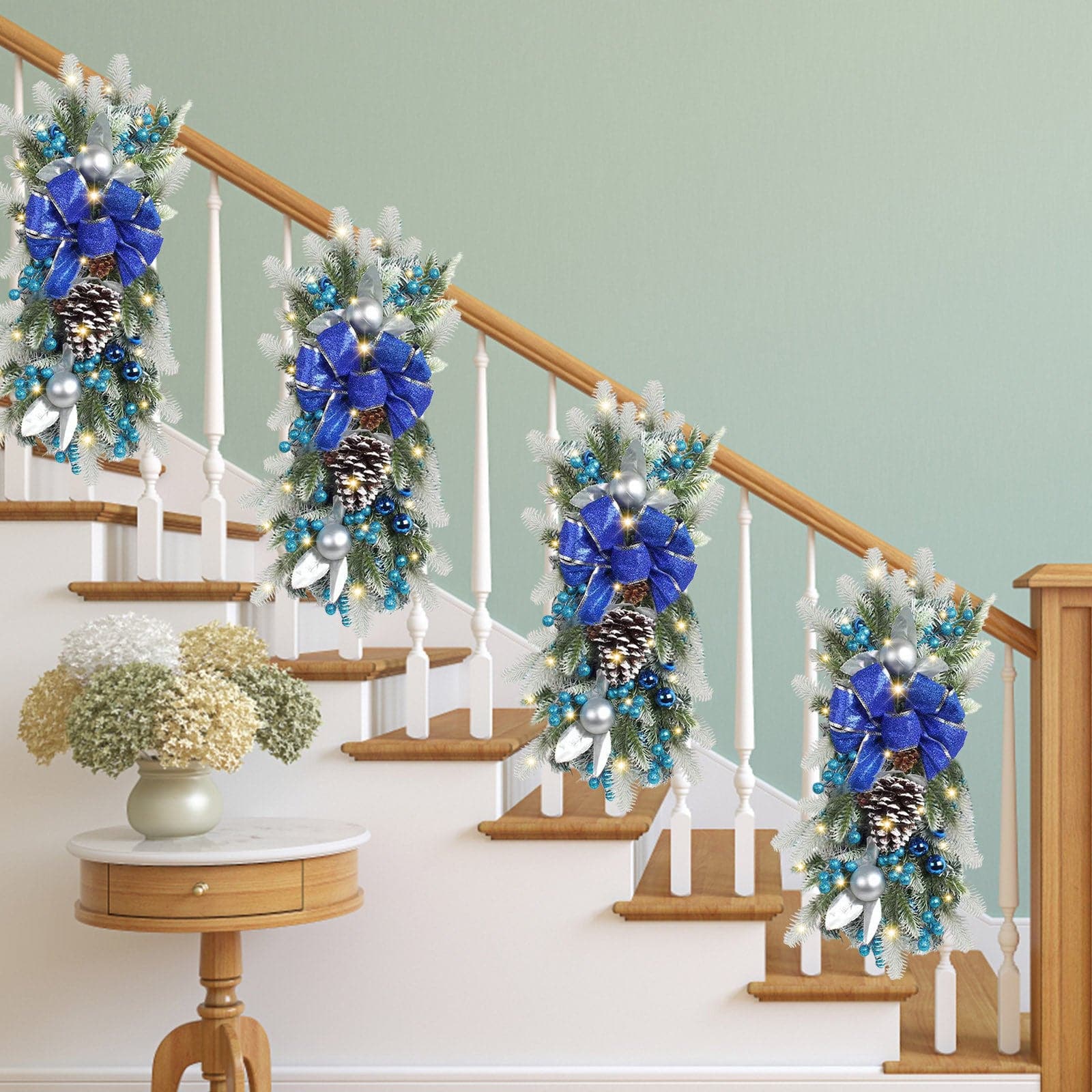 Christmas wreath wicker door curtain hanging home led light up staircase upside down decorative door hanging ktclubs.com