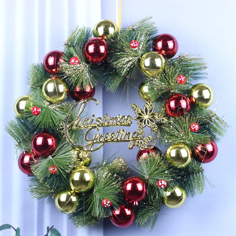 Coloured Balls Christmas Pine Needle Garland 40/50/60cm Christmas Decoration Scene Decoration Door Hanging Christmas Gift Wreath ktclubs.com