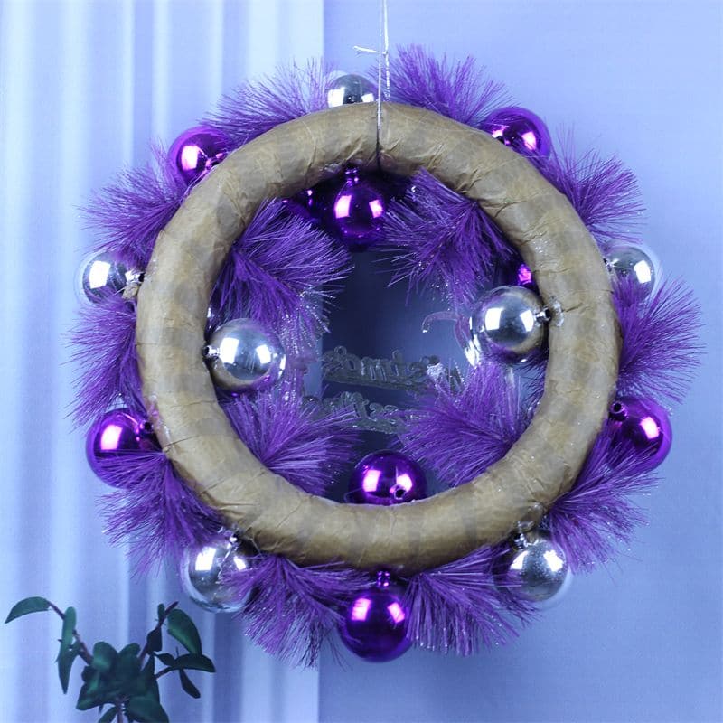 Coloured Balls Christmas Pine Needle Garland 40/50/60cm Christmas Decoration Scene Decoration Door Hanging Christmas Gift Wreath ktclubs.com