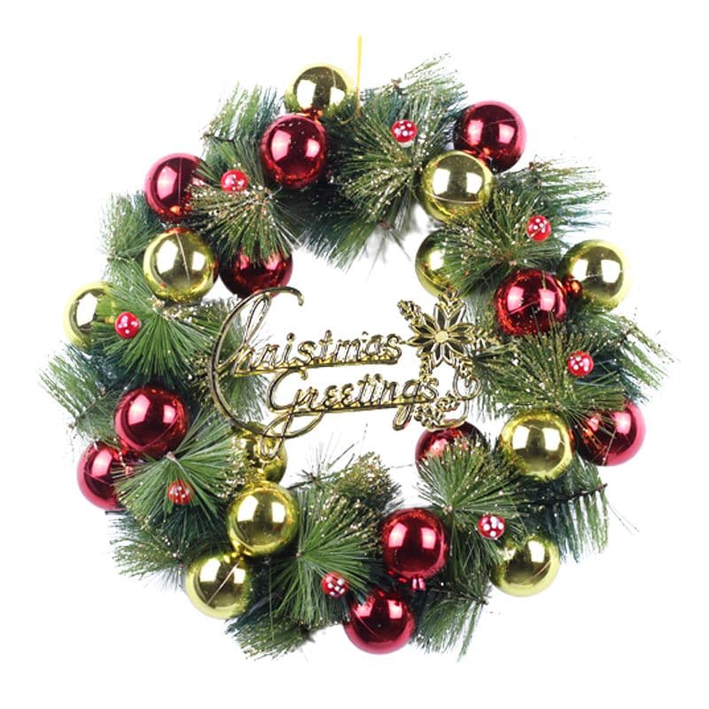 Coloured Balls Christmas Pine Needle Garland 40/50/60cm Christmas Decoration Scene Decoration Door Hanging Christmas Gift Wreath ktclubs.com