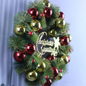 Coloured Balls Christmas Pine Needle Garland 40/50/60cm Christmas Decoration Scene Decoration Door Hanging Christmas Gift Wreath ktclubs.com