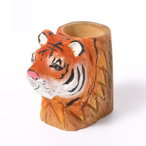 Creative wood carving animal flamingo pen holder art pure wood pen holder ornament handicraft ktclubs.com