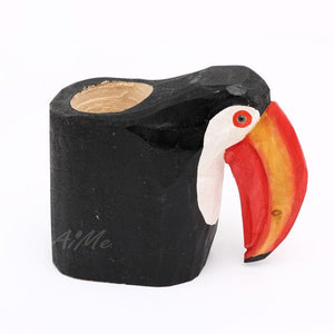 Creative wood carving animal flamingo pen holder art pure wood pen holder ornament handicraft ktclubs.com