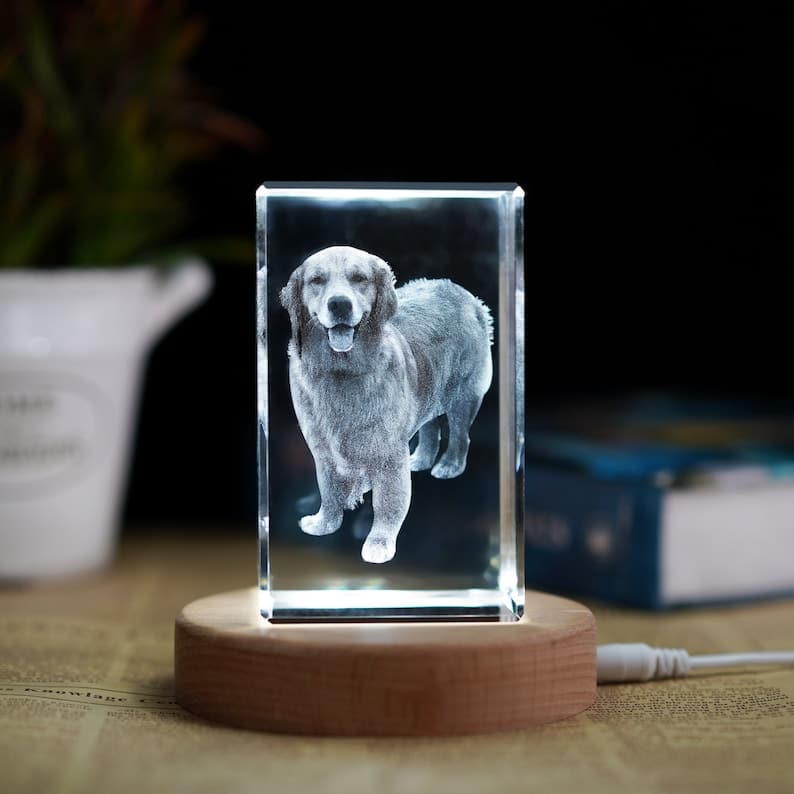 Custom 3D Crystal Photo Gift, Personalized 3D Photo Engraved Crystal Cube, Pet Loss Gift, Dog Portrait Custom, Christmas Gift, New Year Gift ktclubs.com