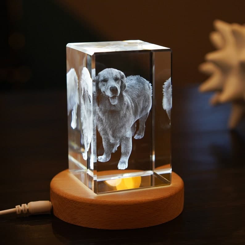 Custom 3D Crystal Photo Gift, Personalized 3D Photo Engraved Crystal Cube, Pet Loss Gift, Dog Portrait Custom, Christmas Gift, New Year Gift ktclubs.com