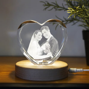 Custom 3D Crystal Photo Gifts, Personalized Crystal 3D Photo Heart, Laser Engraved 3D Crystal Picture, Custom Wedding Gift, Anniversary Gift ktclubs.com