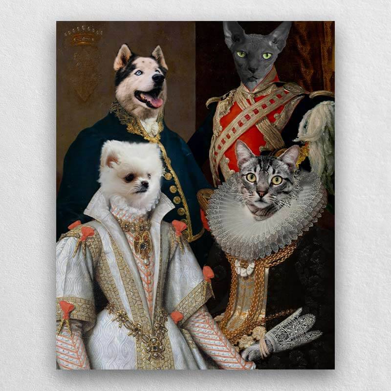 Custom Pet Family Portrait Royal Pet Canvas ktclubs.com