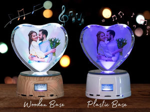 Custom Photo Rotating Music Box with Heart Crystal Bluetooth Lamp, RGB Colors Remote Control ktclubs.com