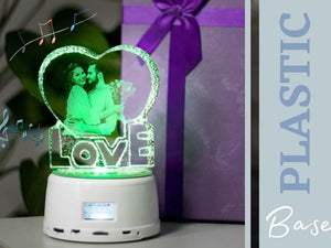 Custom Photo Rotating Music Box with Heart Crystal Bluetooth Lamp, RGB Colors Remote Control ktclubs.com