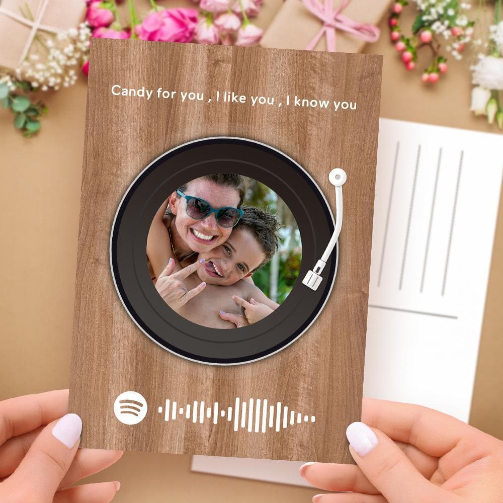 Custom Spotify Code Card Personalized Photo Scannable Spotify Music Code Spotify Card-Record Player Card ktclubs.com