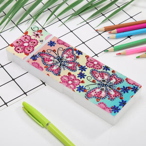 DIY Butterfly Special Shaped Diamond Painting 2 Grids Students Pencil Case ktclubs.com