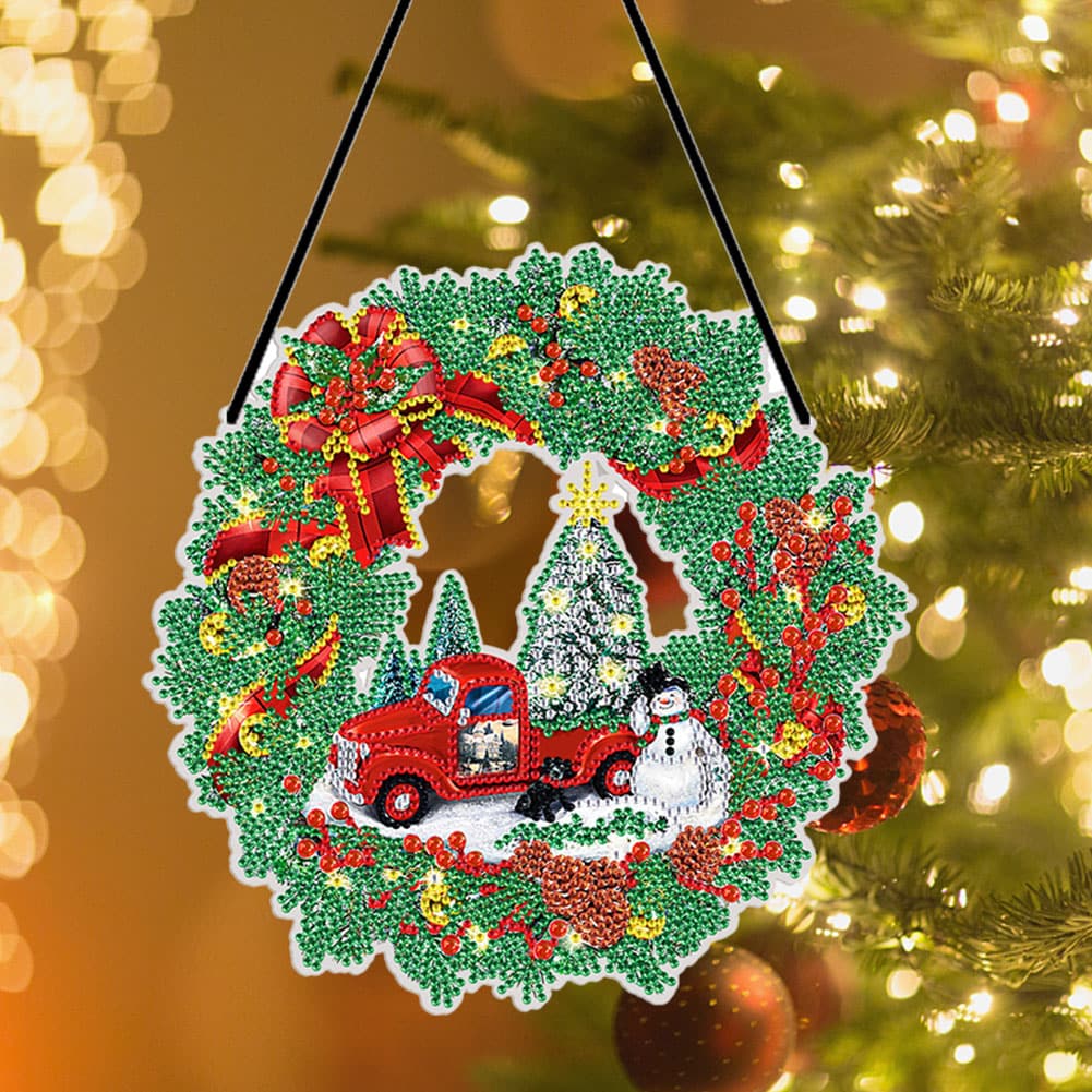 DIY Christmas Wreath Art Acylic Crystal Rhinestone Hanging Craft Kits ktclubs.com