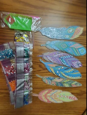 DIY Diamond Painting Feather Shape Bookmark ktclubs.com