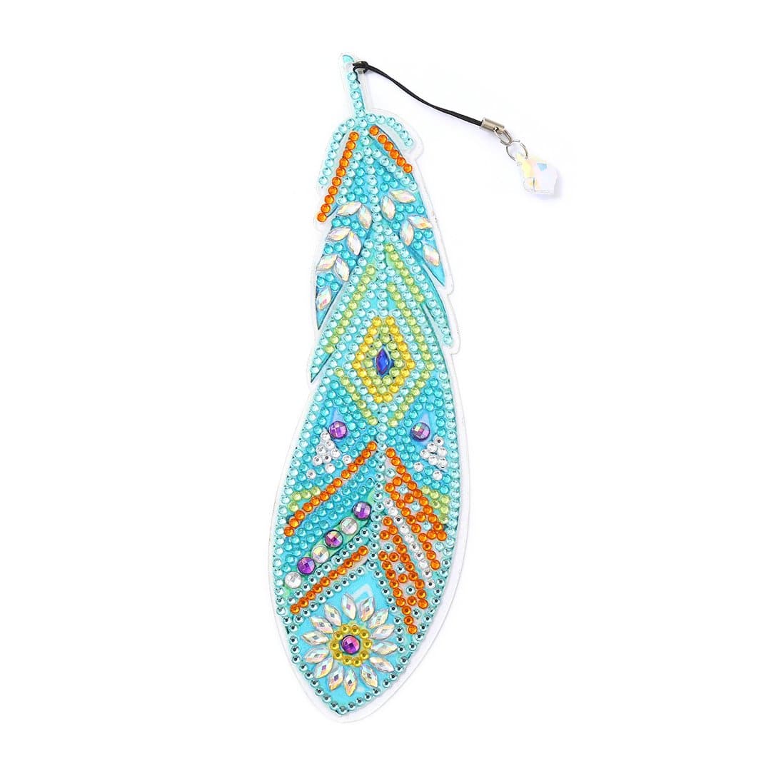 DIY Diamond Painting Feather Shape Bookmark ktclubs.com