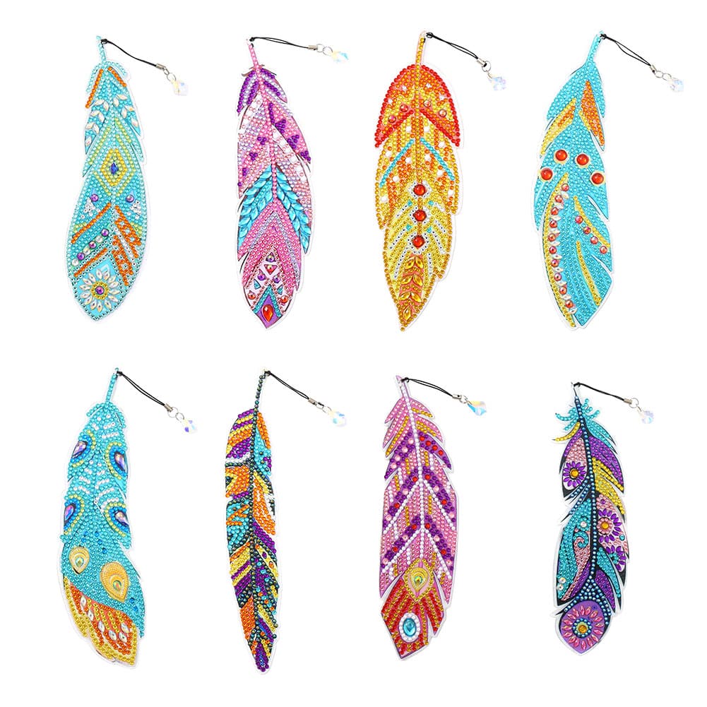 DIY Diamond Painting Feather Shape Bookmark ktclubs.com