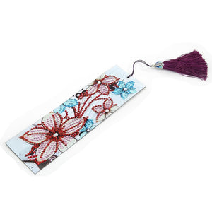 DIY Flower Special Shaped Diamond  Leather Tassel Bookmark ktclubs.com