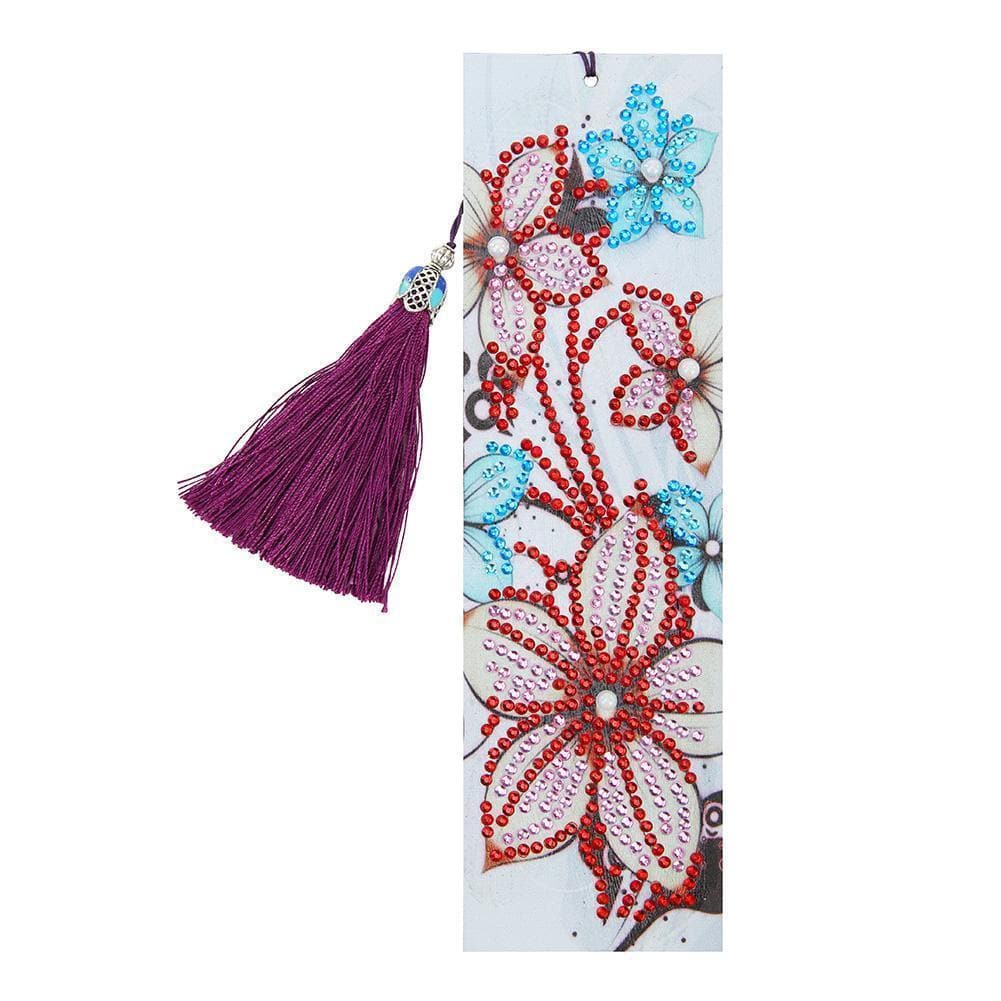 DIY Flower Special Shaped Diamond  Leather Tassel Bookmark ktclubs.com