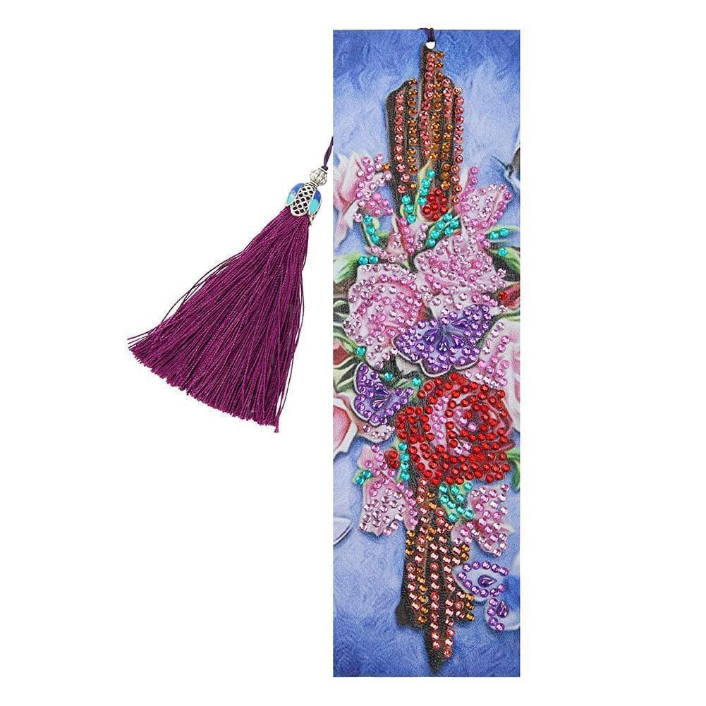 DIY Flower Special Shaped Diamond  Leather Tassel Bookmark ktclubs.com