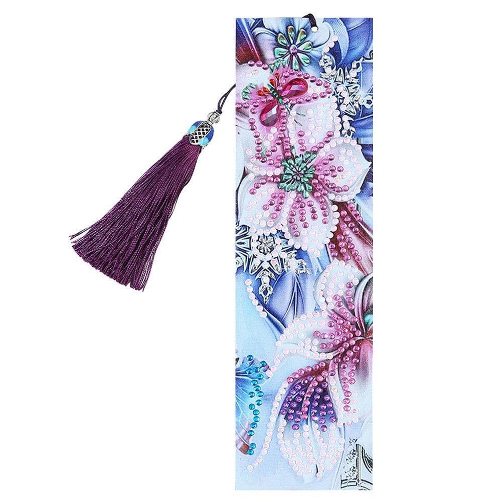 DIY Flower Special Shaped Diamond Leather Tassel Bookmark ktclubs.com