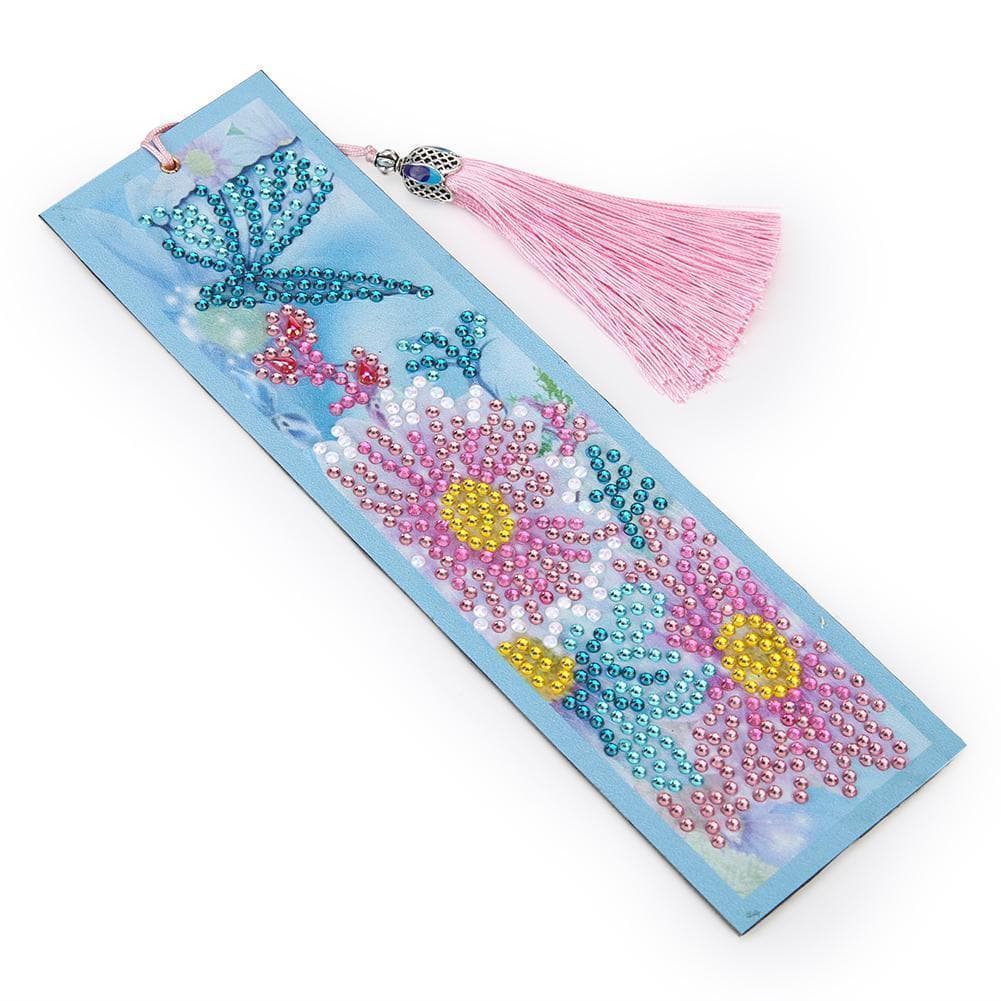 DIY Flower Special Shaped Diamond Leather Tassel Bookmark ktclubs.com