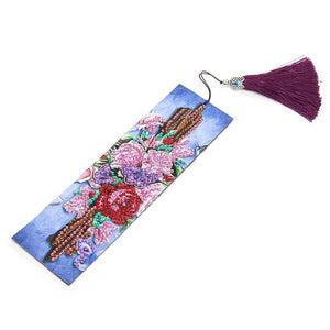 DIY Flower Special Shaped Diamond  Leather Tassel Bookmark ktclubs.com