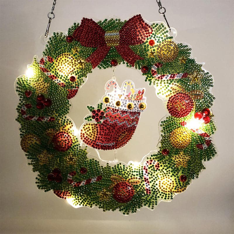 DIY Handmade Craft Christmas Wreath Diamond Painting Cross Stitch Hanging Picture Material Package Supplies ktclubs.com