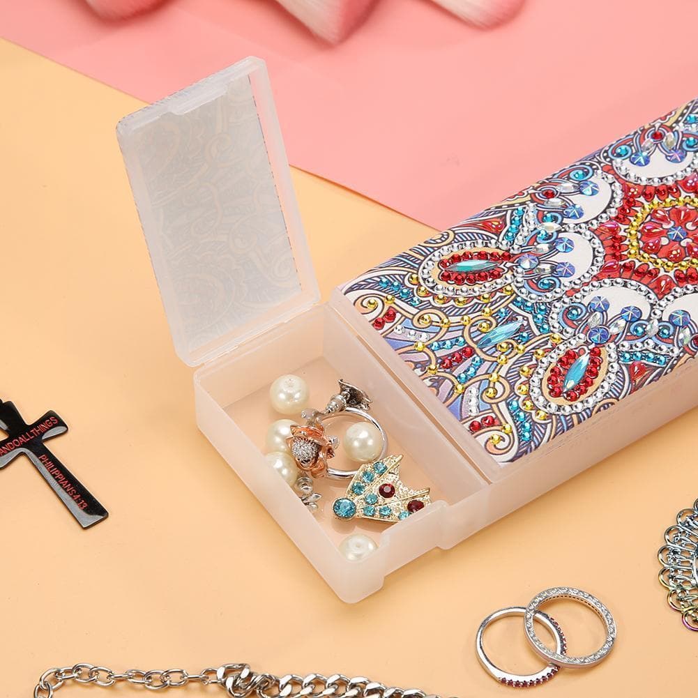 DIY Mandala Special Shaped Diamond 2 Grids Stationery Storage Box ktclubs.com