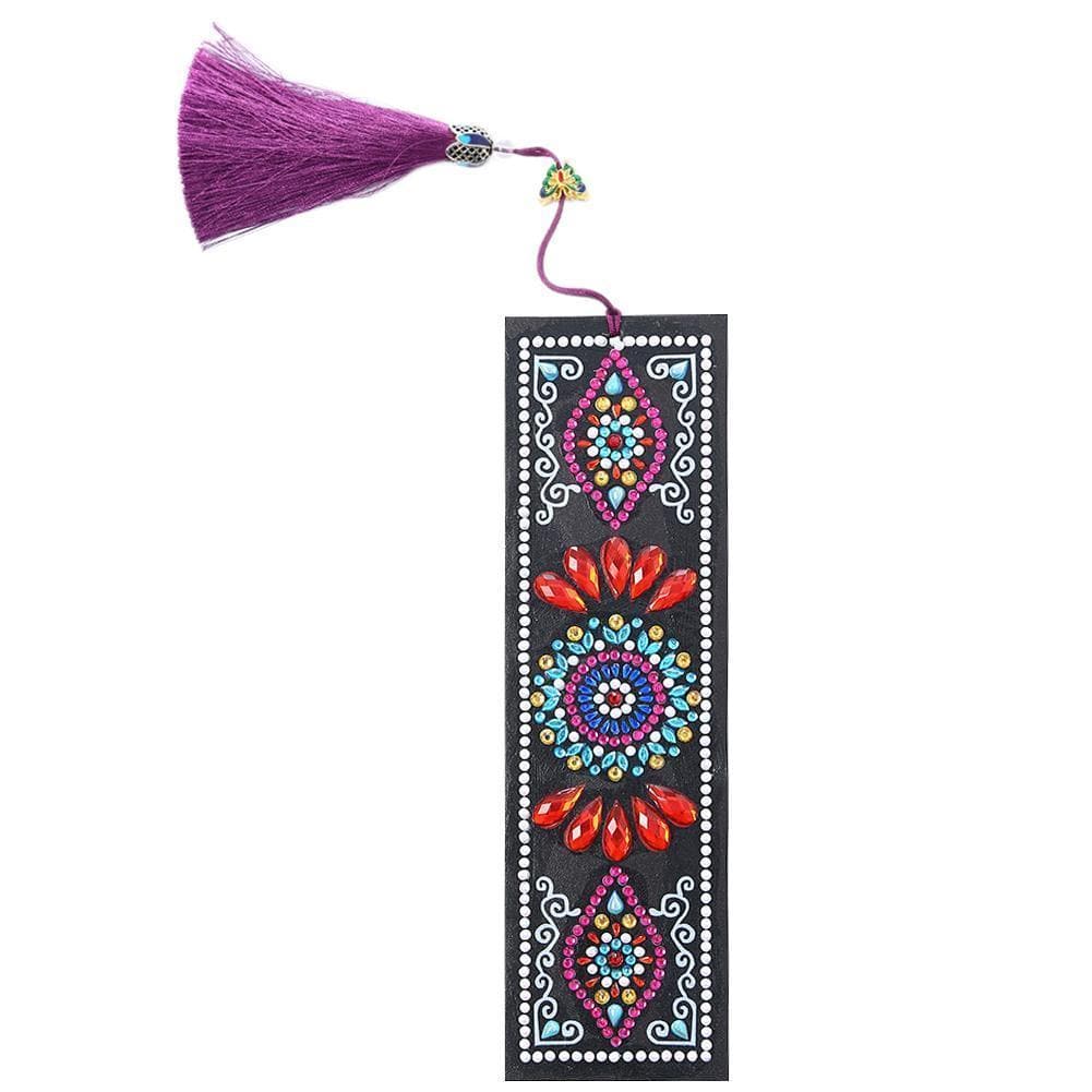 DIY Mandala Special Shaped Diamond Leather Tassel Bookmark ktclubs.com