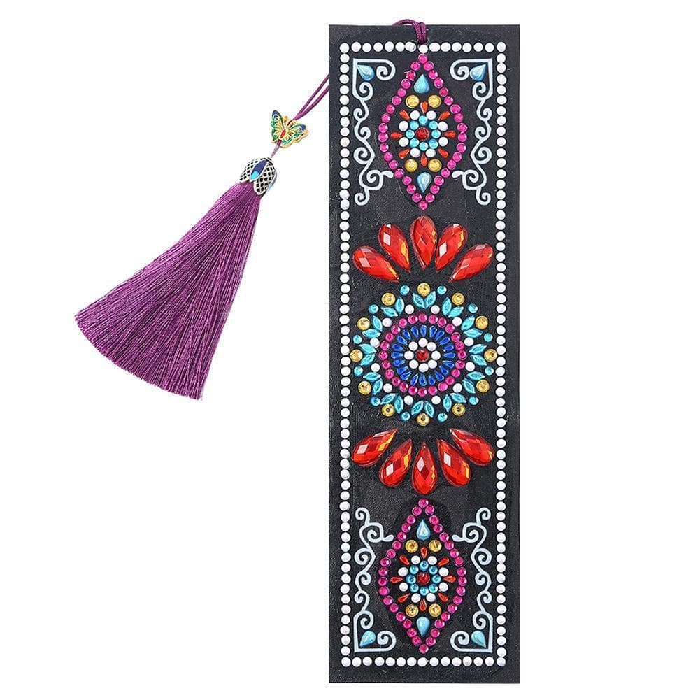 DIY Mandala Special Shaped Diamond Leather Tassel Bookmark ktclubs.com