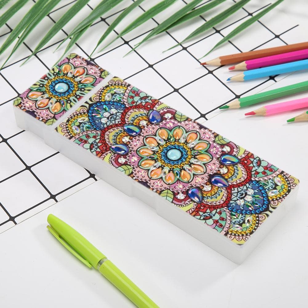 DIY Mandala Special Shaped Diamond Painting 2 Grids Students Pencil Box ktclubs.com