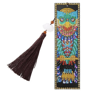 DIY Owl Special Shaped Diamond Leather Bookmark Tassel Bookmark ktclubs.com