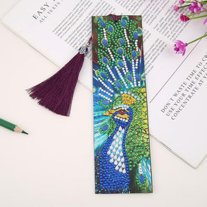 DIY Peafowl Special Shaped Diamond Leather Tassel Bookmark ktclubs.com